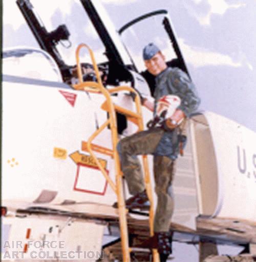 PILOT ON LADDER OF COCKPIT